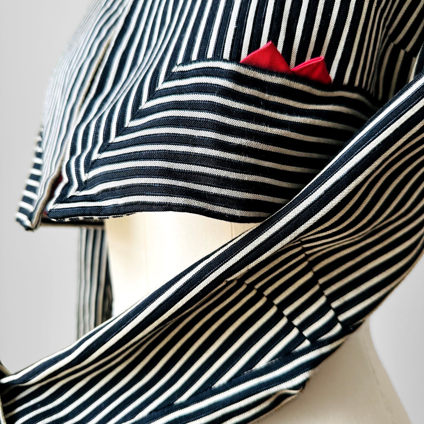 1960s Black and White Stripe Crop Tuxedo Bolero Jacket - Sz. Small