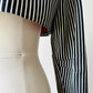 1960s Black and White Stripe Crop Tuxedo Bolero Jacket - Sz. Small