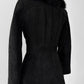 1970s Black Suede Belted Trench coat with Fur Collar and Quilted Lining - Sz. XXS/XS