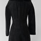 1970s Black Suede Belted Trench coat with Fur Collar and Quilted Lining - Sz. XXS/XS