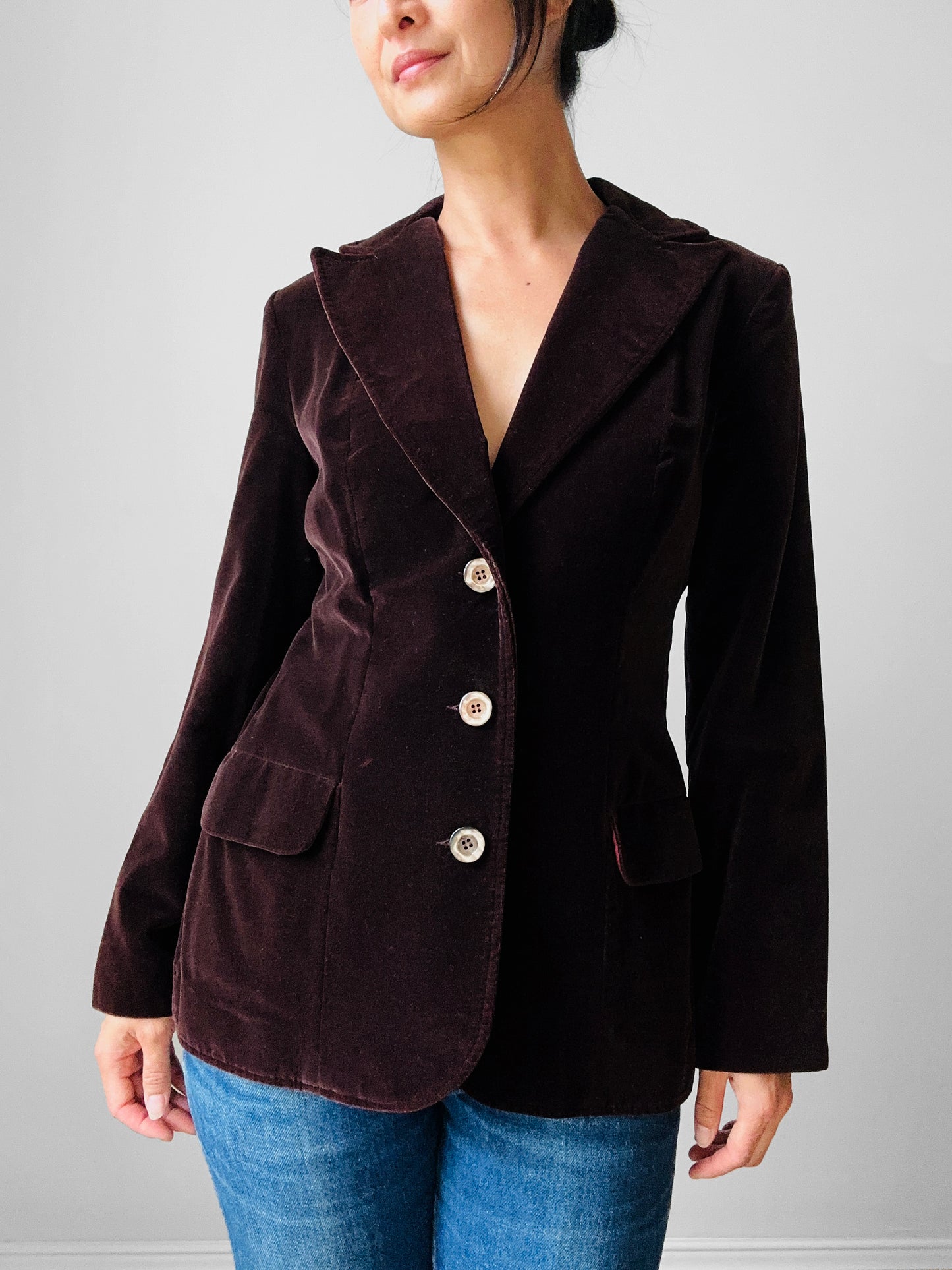 1970s reddish brown KORET velvet tapered waist blazer - Sz. Sm