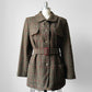 1980s Irish Wool Houndstooth Belted Jacket - Sz. M/L