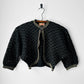 1940s Black and Gold High Collar Single Button Knitted Wool Shrug - Sz. XS/S