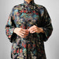 1960s Mid-Century Black Silk Chinoiserie Landscape Mandarin Collar Jacket - Sz. Sm