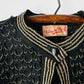 1940s Black and Gold High Collar Single Button Knitted Wool Shrug - Sz. XS/S