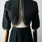 1940s Black and Gold High Collar Single Button Knitted Wool Shrug - Sz. XS/S