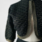 1940s Black and Gold High Collar Single Button Knitted Wool Shrug - Sz. XS/S