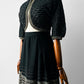 1940s Black and Gold High Collar Single Button Knitted Wool Shrug - Sz. XS/S