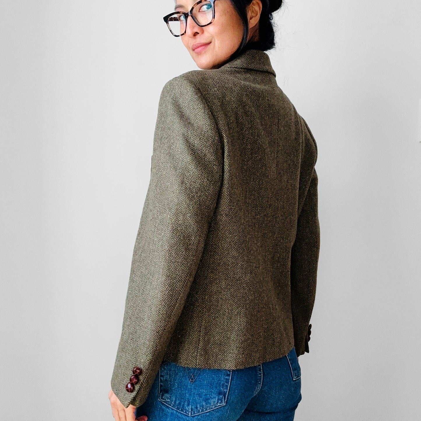 1970s - 1980s JH Collection Short-Waisted Wool Tweed Jacket - Sz. Small