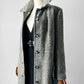 1970s Black and Off-White Houndstooth Wool Coat with Wide Lapel - Sz. S/M