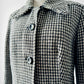 1970s Black and Off-White Houndstooth Wool Coat with Wide Lapel - Sz. S/M