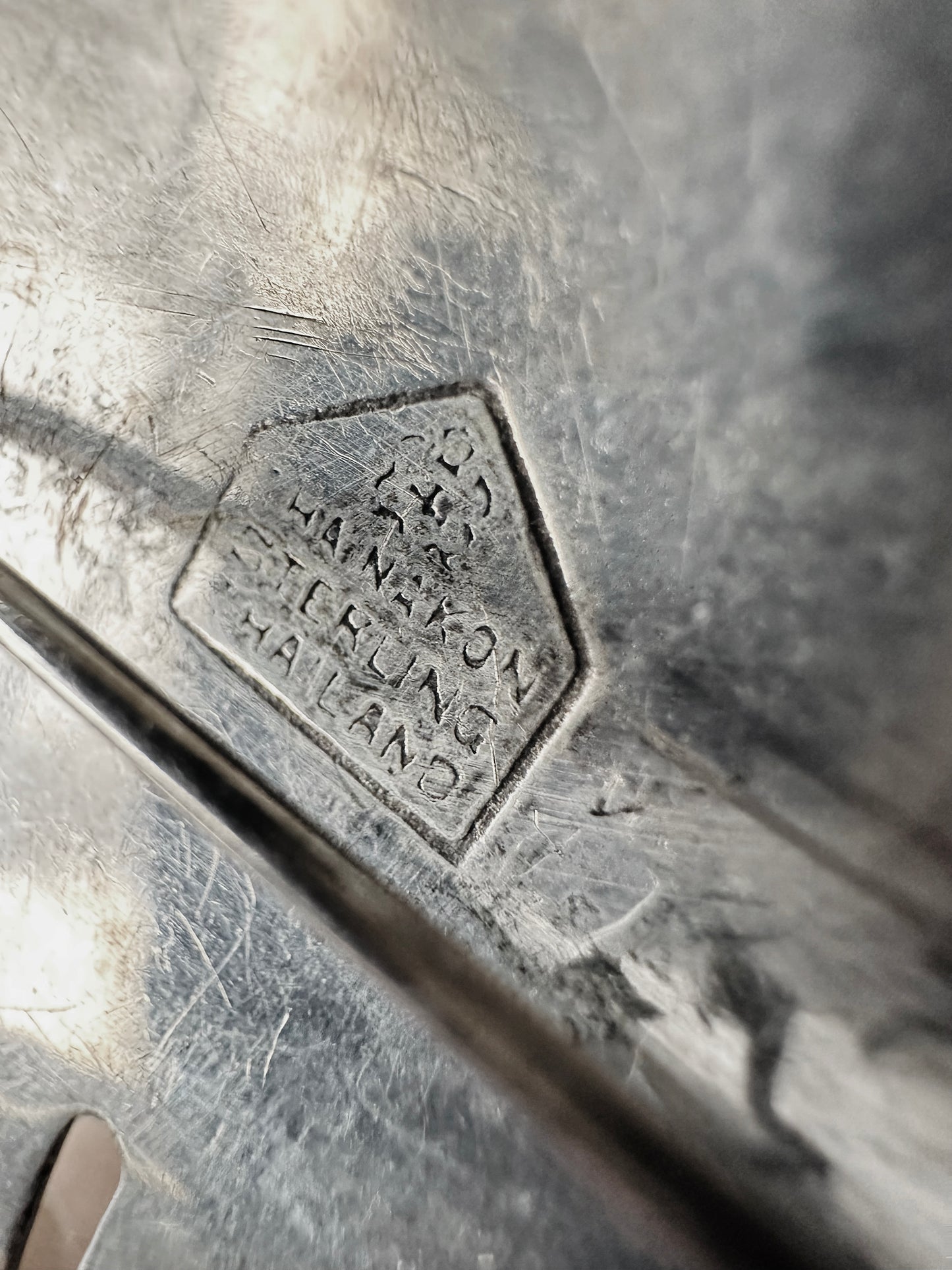 1950s 925 Silver and Niello Enamel Fan Siam Thailand Brooch