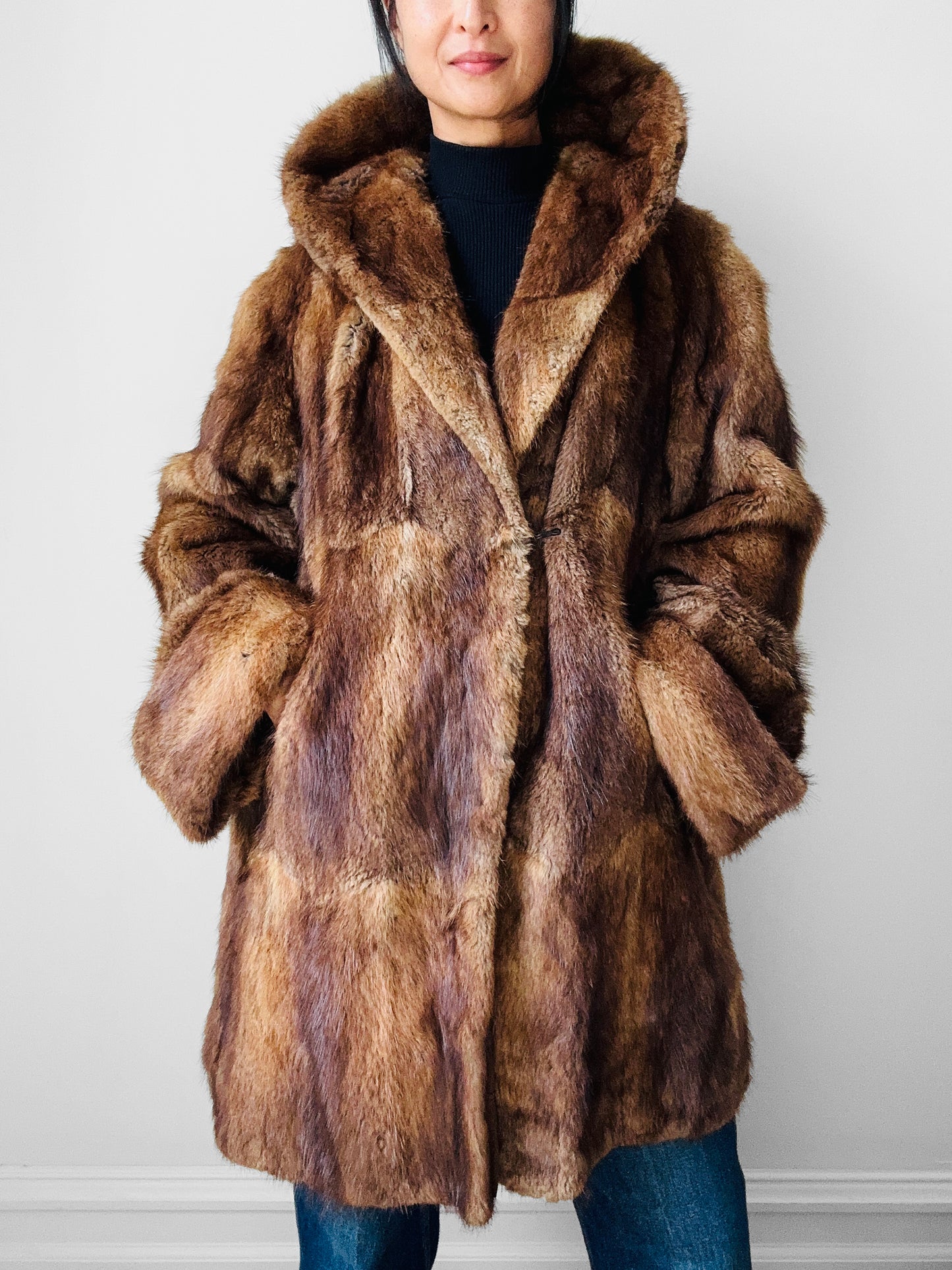 1960s Bell Sleeve A-line Fur Coat - Sz. S/M