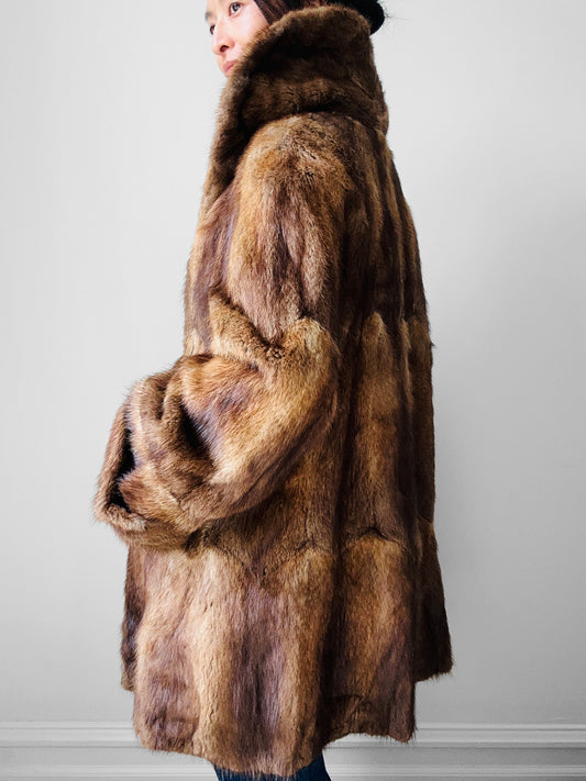 1960s Bell Sleeve A-line Fur Coat - Sz. S/M
