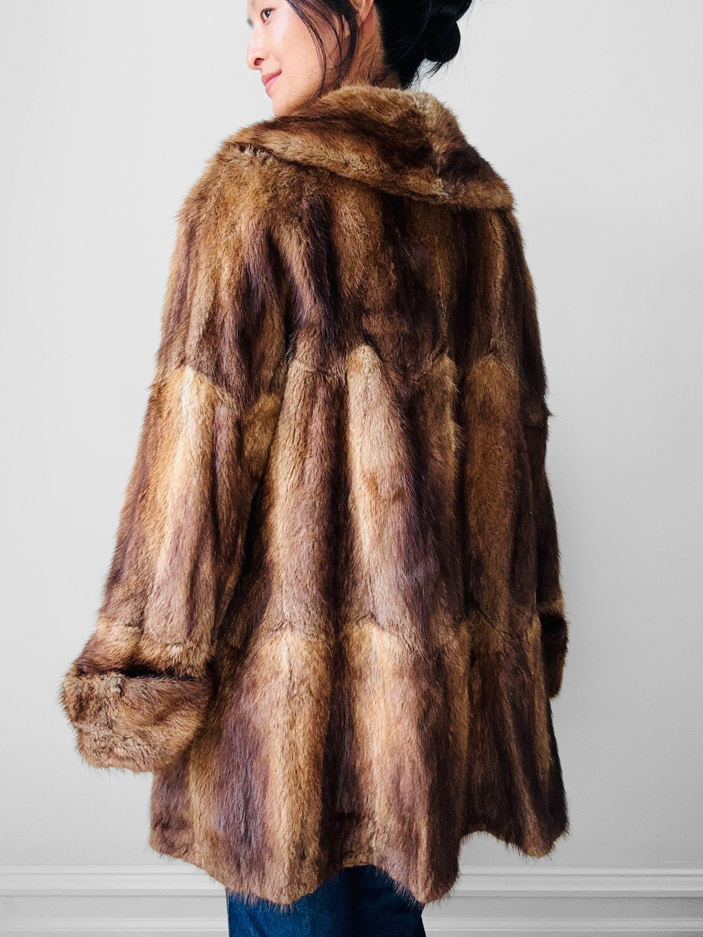 1960s Bell Sleeve A-line Fur Coat - Sz. S/M
