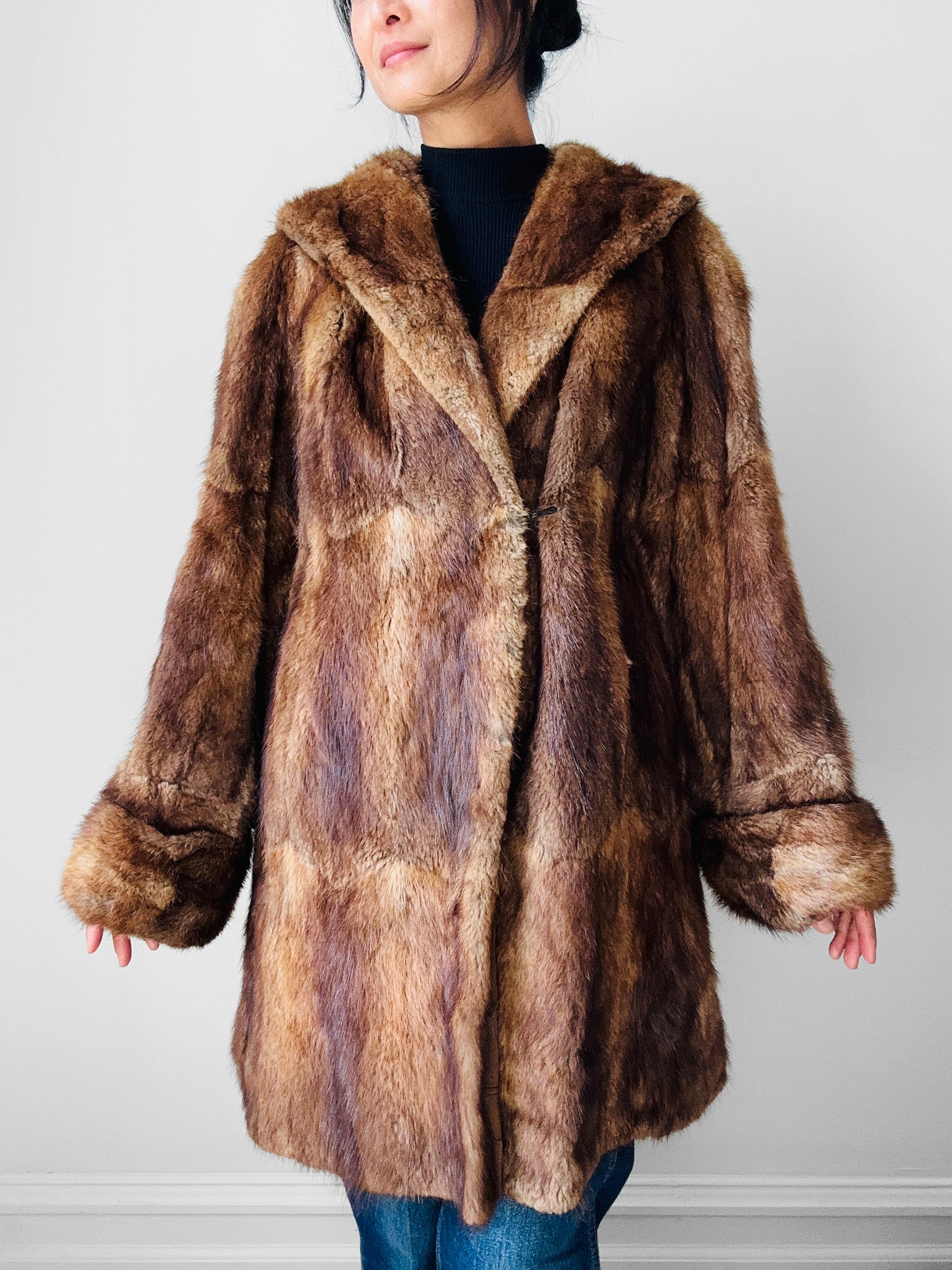1960s Bell Sleeve A-line Fur Coat - Sz. S/M
