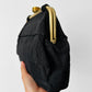 1960s Black Ribbed Fabric Top Handle Handbag