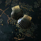 1980s Gold-toned Black Enamel Scallop Shell Post Earrings