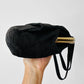 1960s Black Ribbed Fabric Top Handle Handbag