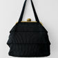 1960s Black Ribbed Fabric Top Handle Handbag