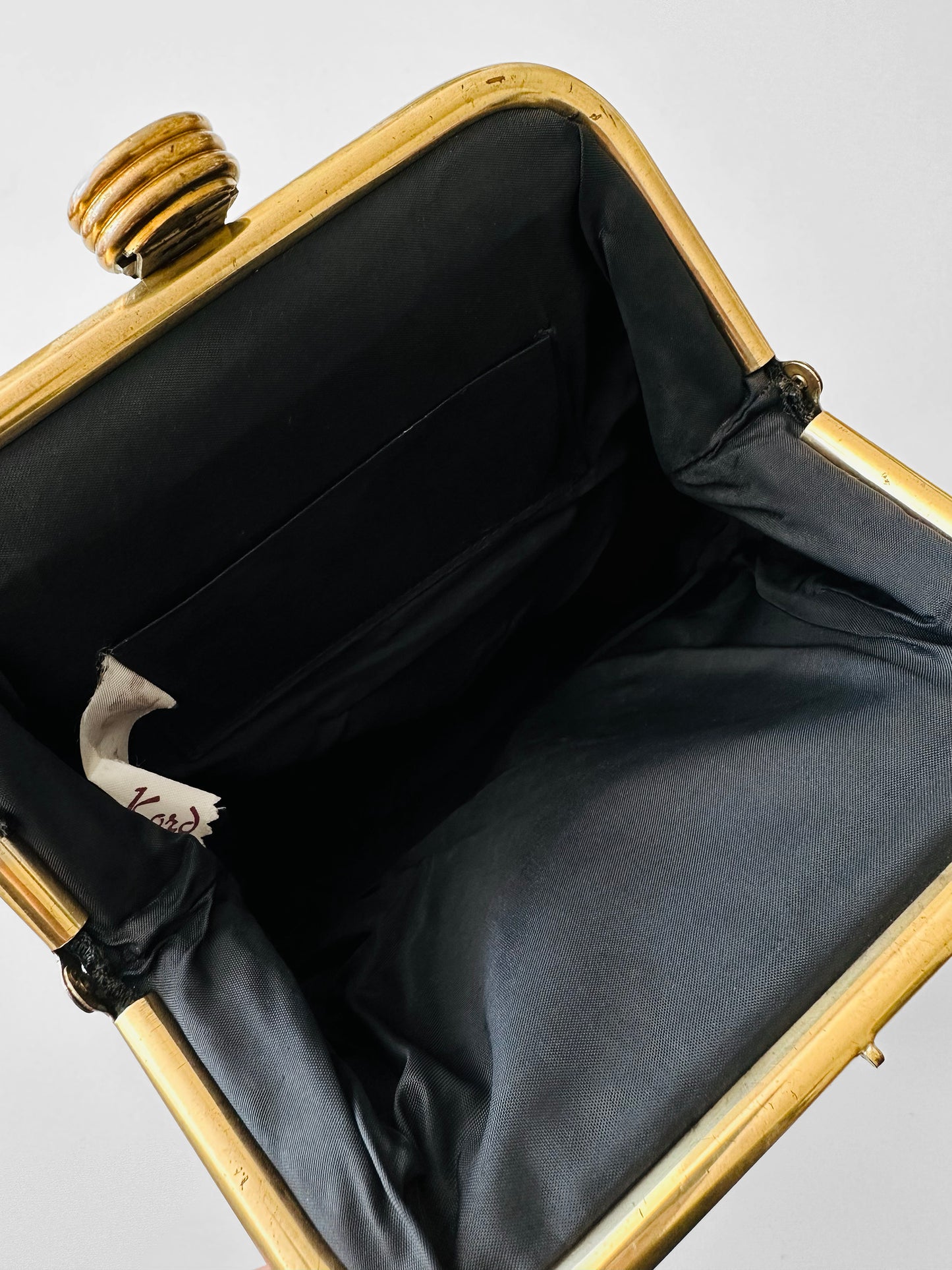 1960s Black Ribbed Fabric Top Handle Handbag