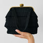 1960s Black Ribbed Fabric Top Handle Handbag
