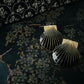 1980s Gold-toned Black Enamel Scallop Shell Post Earrings