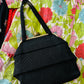 1960s Black Ribbed Fabric Top Handle Handbag