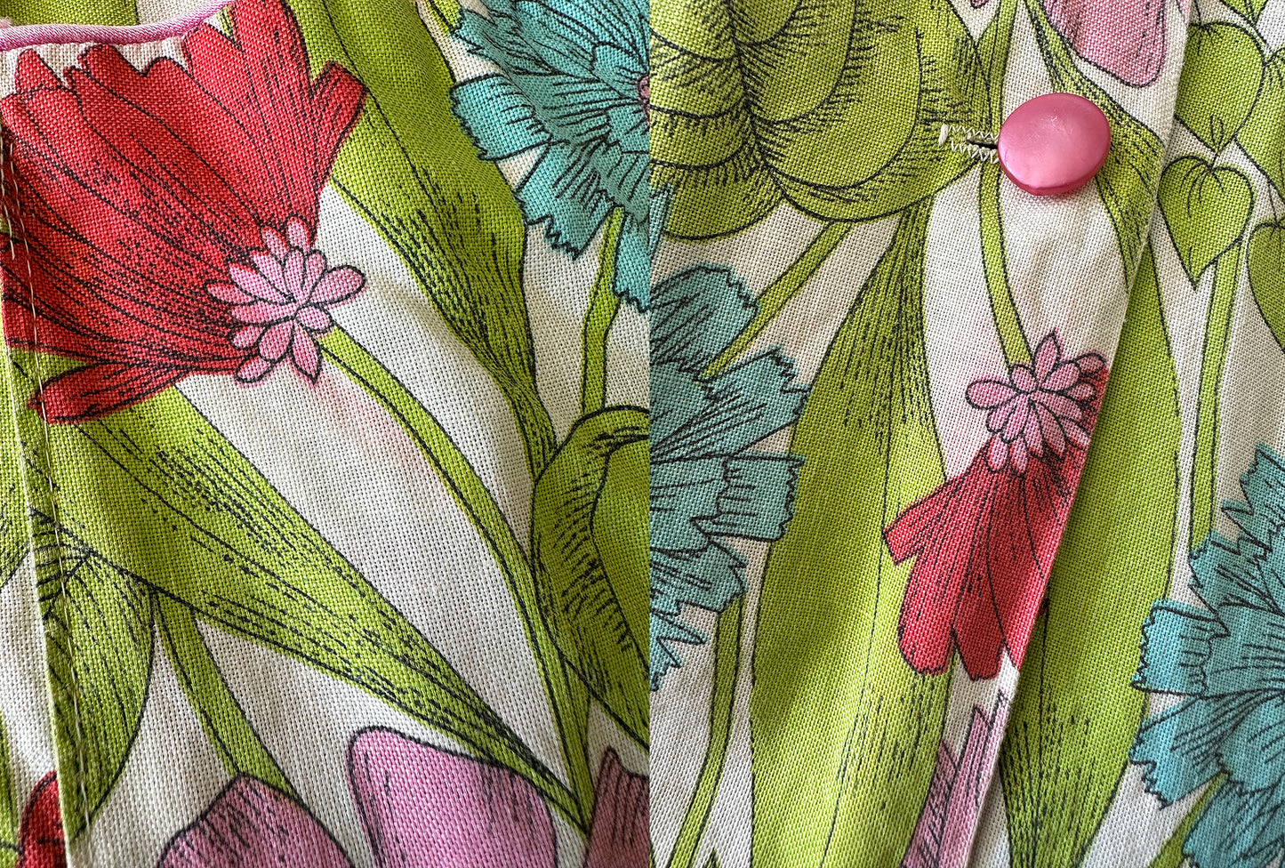 1950s - 1960s Floral Button Front House Dress - Sz. S/M