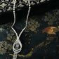1950s Rhinestone Silver-Toned Y-Necklace with Cascading Drops