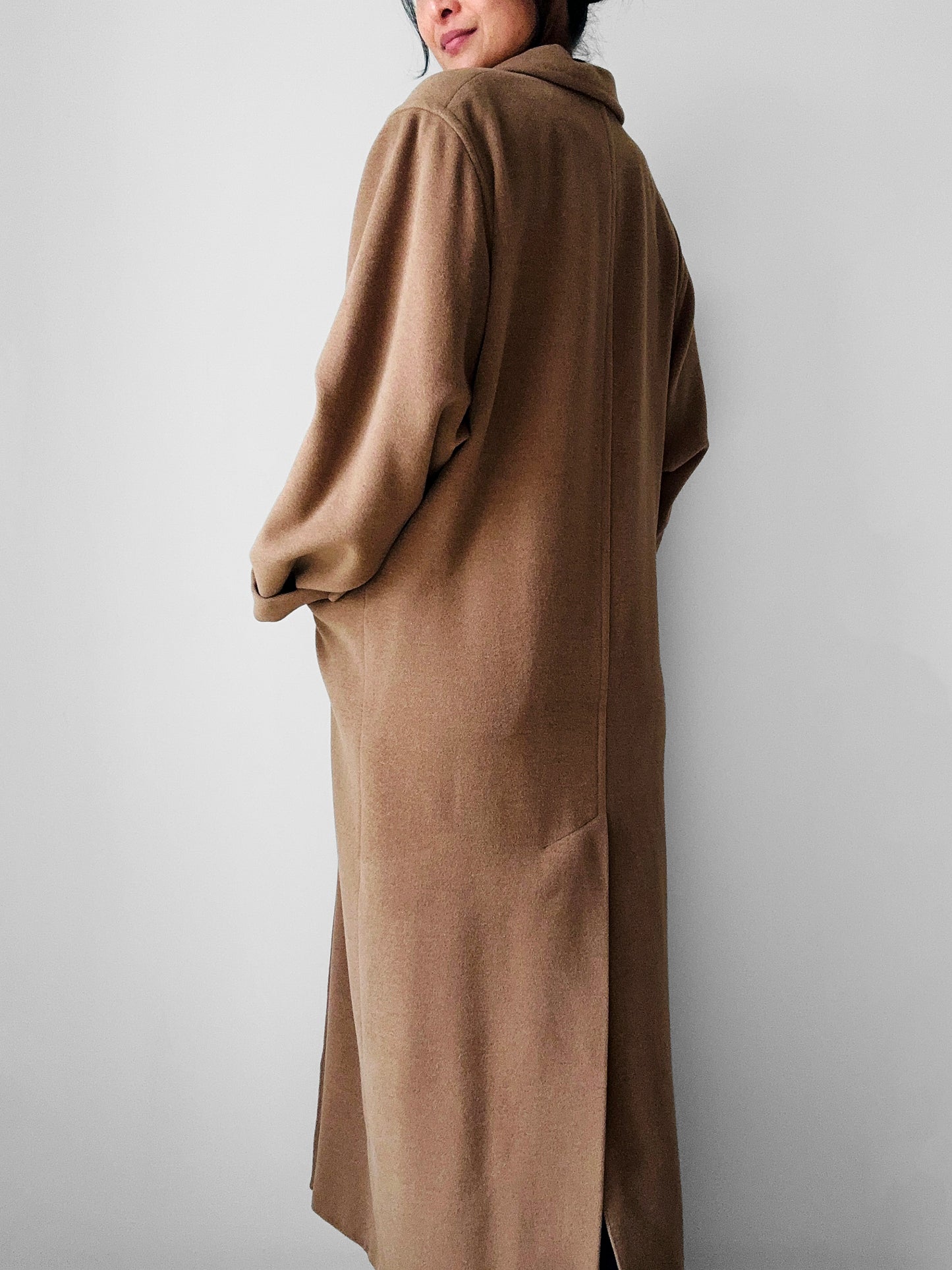 1980s Tan Agatha Girls Paris Lambswool Cashmere Blended Overcoat - Sz. S-L