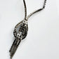 1950s Rhinestone Silver-Toned Y-Necklace with Cascading Drops