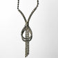 1950s Rhinestone Silver-Toned Y-Necklace with Cascading Drops