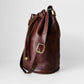 1970s Saddle Brown Buttery Soft Leather Cinch Top Bucket Crossbody Bag