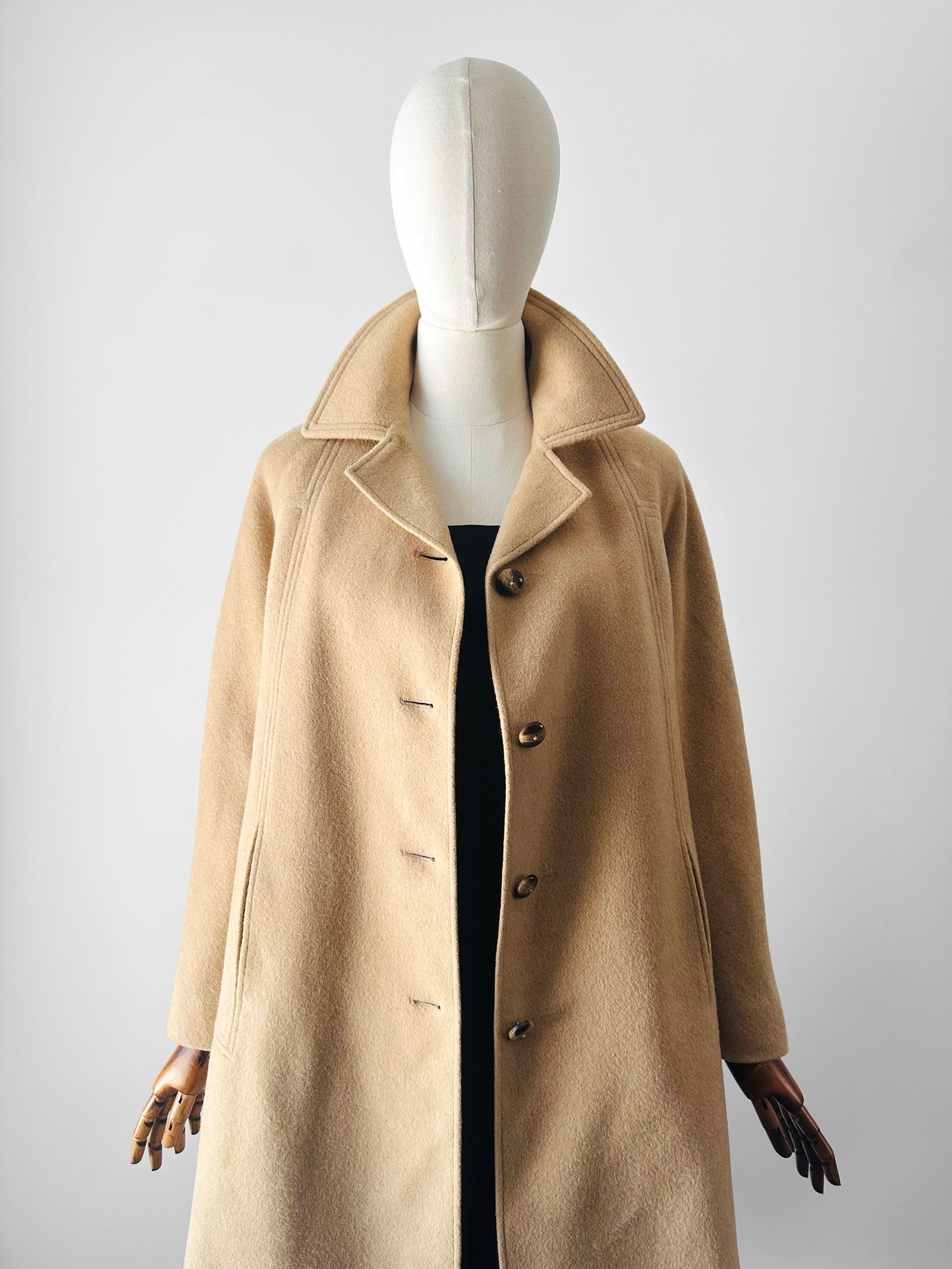 1950s - 1960s Classic Camel Wool A-Line Coat - Sz. S/M