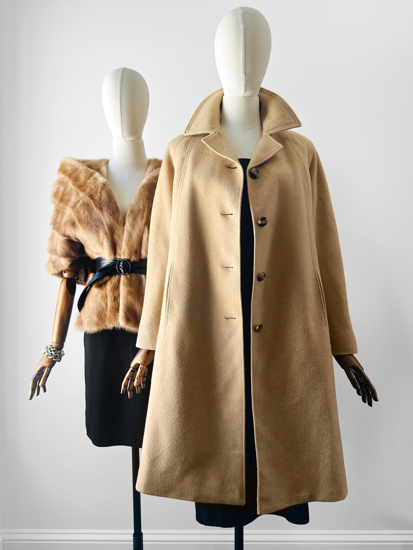 1950s - 1960s Classic Camel Wool A-Line Coat - Sz. S/M