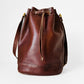 1970s Saddle Brown Buttery Soft Leather Cinch Top Bucket Crossbody Bag