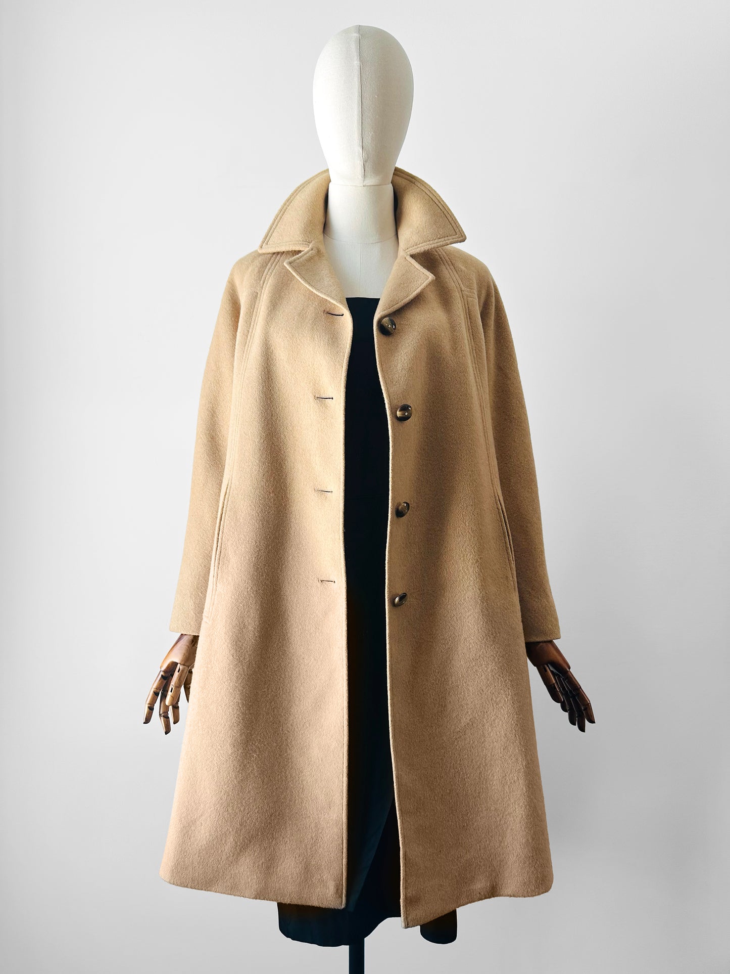 1950s - 1960s Classic Camel Wool A-Line Coat - Sz. S/M
