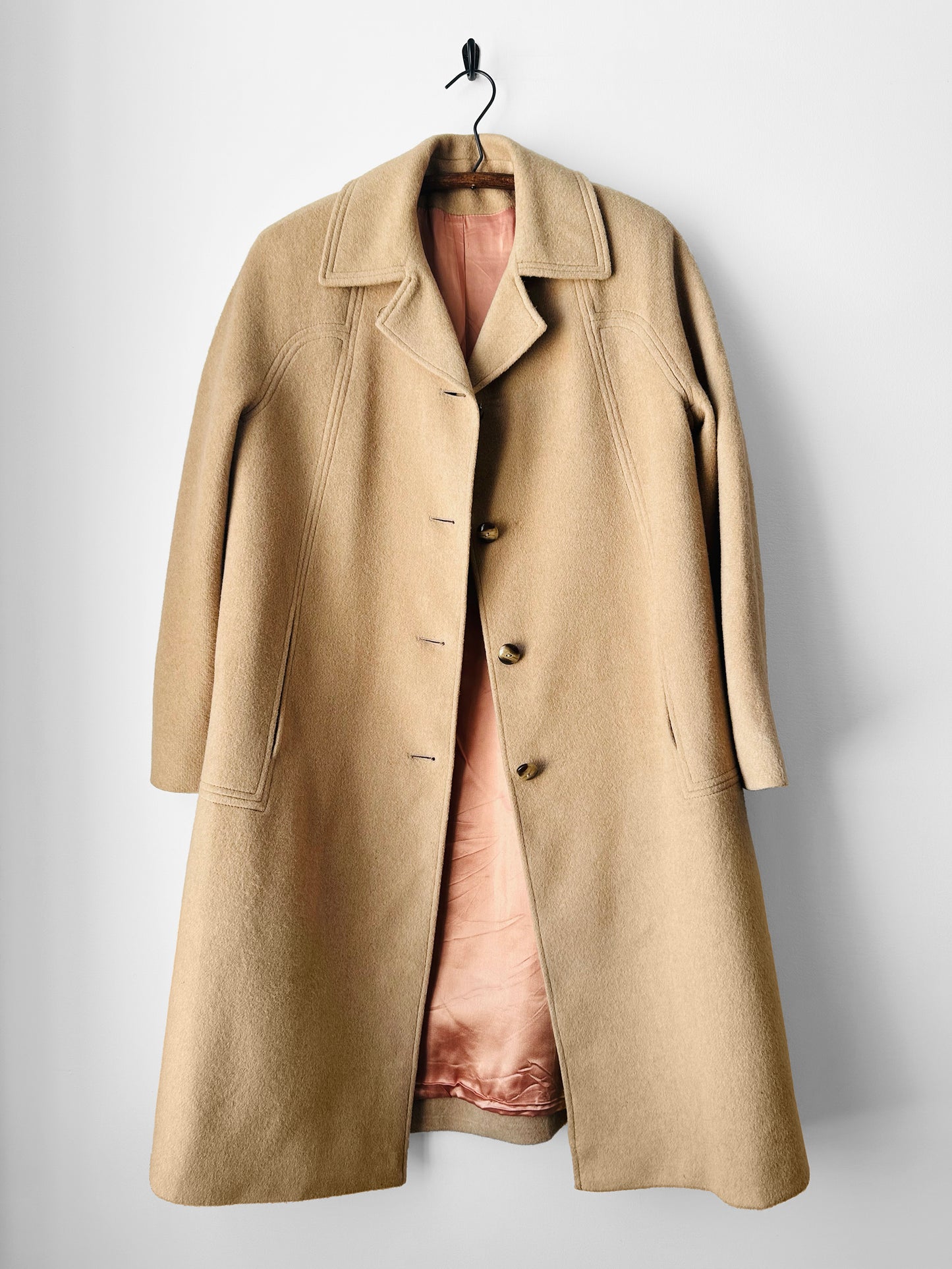 1950s - 1960s Classic Camel Wool A-Line Coat - Sz. S/M
