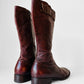 Y2K Burgundy Leather Zippered Leather Boots