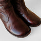 Y2K Burgundy Leather Zippered Leather Boots