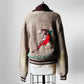 1950s  - 1960s Zippered Wool Knit Pheasant Sweater Jacket - S/M