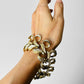 1950s - 1960s Gold-Tone Chunky Brushed Leaf Link Bracelet with Fold-Over Clasp