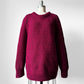 Chunky Wine-Toned Handknit Heavy Wool Jumper Sweater - Sz. O/S