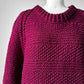 Chunky Wine-Toned Handknit Heavy Wool Jumper Sweater - Sz. O/S