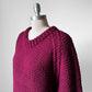 Chunky Wine-Toned Handknit Heavy Wool Jumper Sweater - Sz. O/S