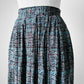 1980s Blue Pleated Patterned Skirt - Sz. Sm