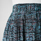 1980s Blue Pleated Patterned Skirt - Sz. Sm