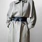 Vintage 1980s Classic Greige Wool Caped Trench Overcoat - Sz. S/M