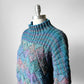 1980s Multi-Tonal Basket Weave Puff Sleeve Knit Sweater - Sz. O/S